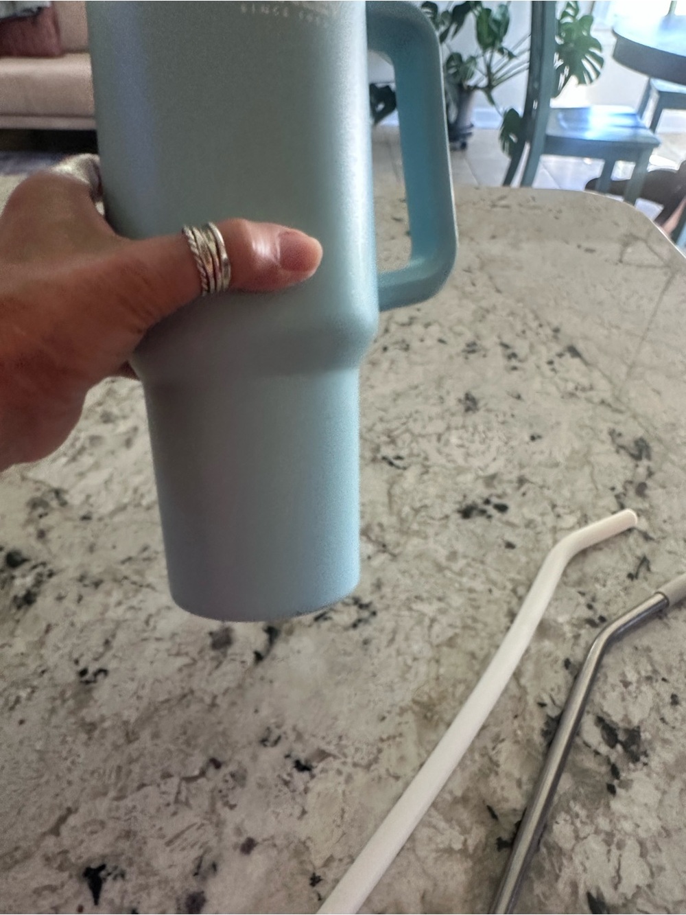 Stanley Pastel Blue Tumbler with stainless straw w/rubber tip and other straw! - Picture 7 of 7